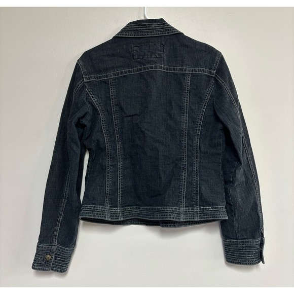 LAL Live A Little button down long sleeve dark wash denim jacket M - Picture 3 of 6